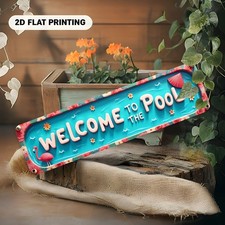 Metal Sign Flamingo Welcome To The Pool Vinta...