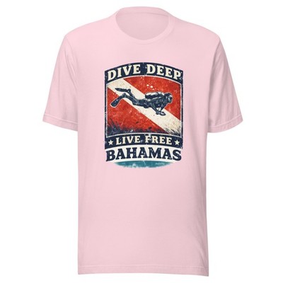 Vintage Bahamas T-Shirt - DIVER SHIRT - Dive Deep Live Free - PINK