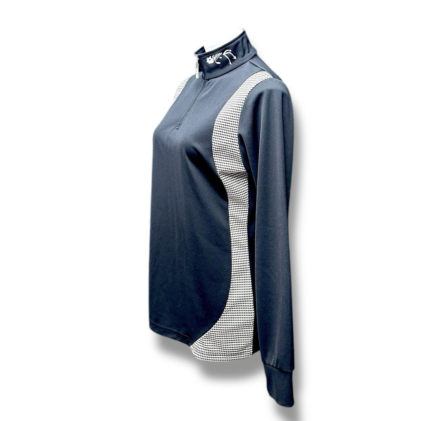 DNA Canada Base Layer Long Sleeve Quarter Zip Logo Houndstooth Womens Sz Large