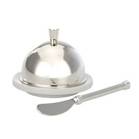 Butterdose Dose Silber Mit Porzellan Butterschale Butterglocke ButterbehäLter