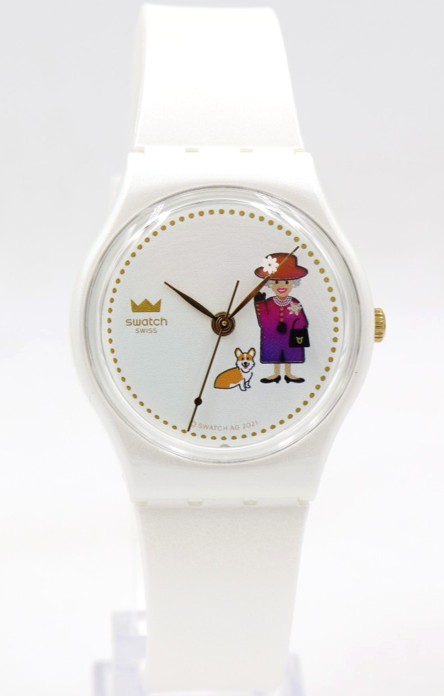 New Swiss SwatchJUBILEE HOW MAJESTIC White Silicone Watch  display picture 3