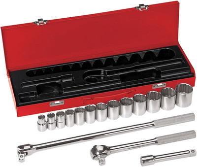 65512 1/2-Inch Drive Socket Wrench Set with 12-Point SAE Sockets, Extension, Fle