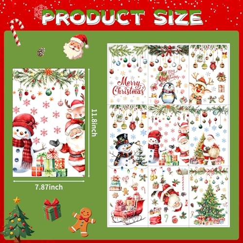 9 Sheets Christmas Window Stickers - Festive Holiday Lights, Christmas Lights