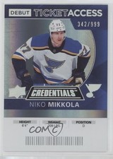 2021 Upper Deck Credentials 2020-21 Debut Ticket Access /999 Niko Mikkola 03uh