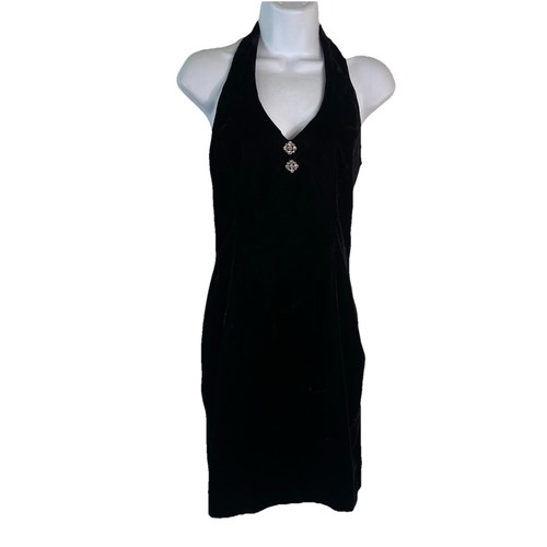 Gunne Sax, Vintage Jessica McClintock Gunne Sax Blk Velvet Formal Dress Lace Detail Sz 7/8
