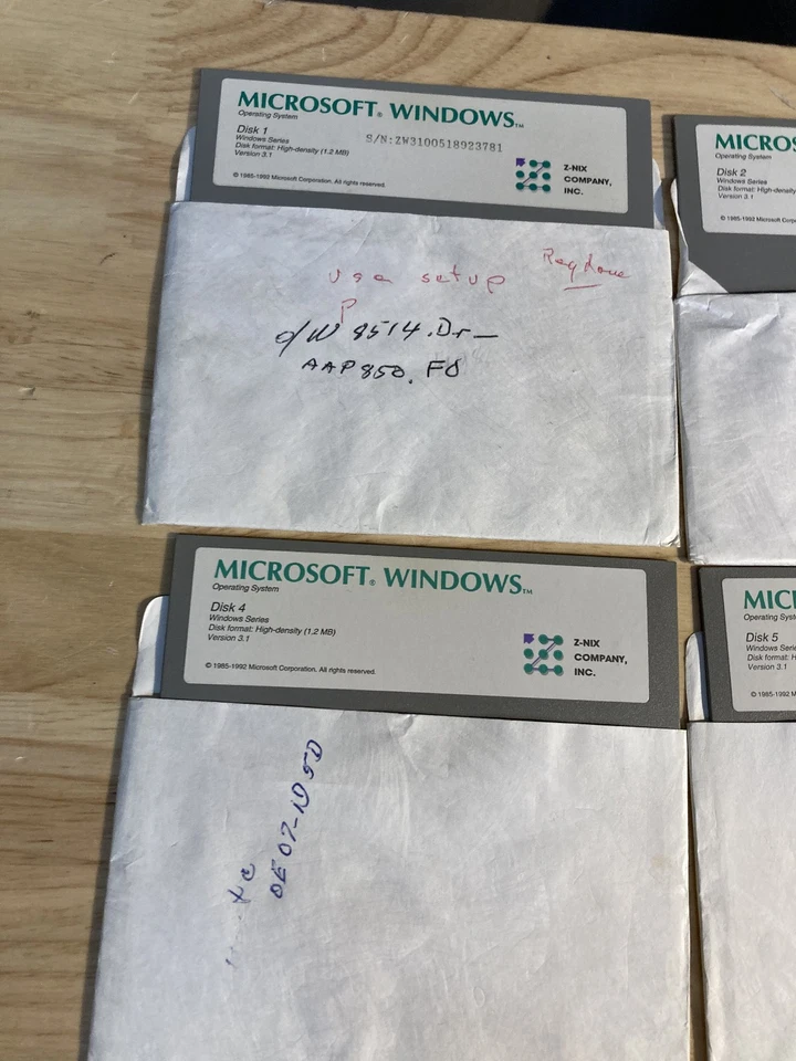 Microsoft Windows 3.1 5.25in Floppy Set Disks 1 to 7 1.2MB HD Z Nix OEM - Image 2 of 4