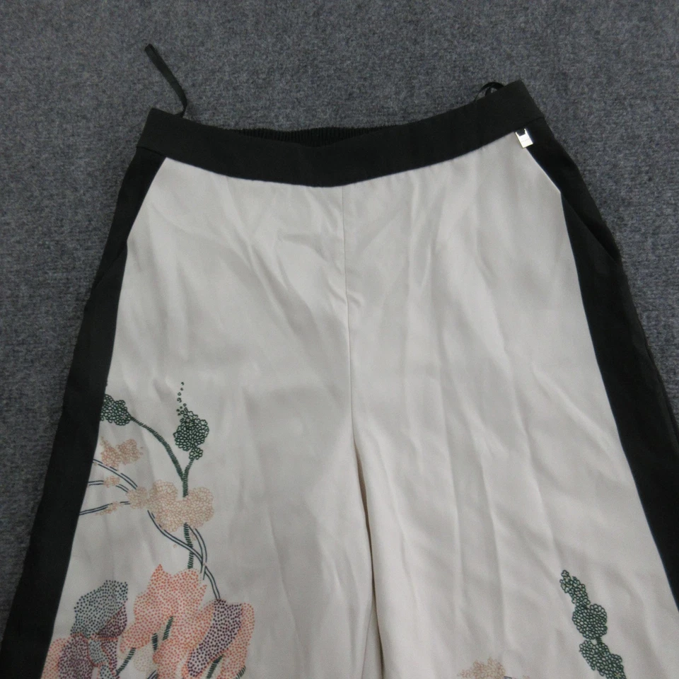 Ted Baker Pants Womens 2 White Black Floral Wide Leg Palazzo Print KARLAA - Image 2 of 4