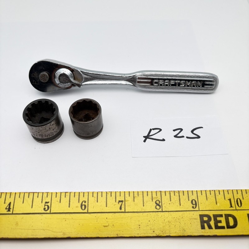 Vintage CRAFTSMAN 3/8" Drive Ratchets VV43785 & Circle H 3/4" Socket - USA