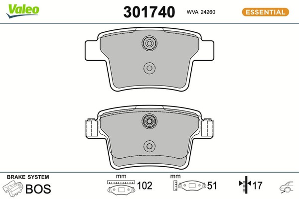 Bremsbelagsatz Scheibenbremse Essential Valeo 301740 FüR Jaguar Ford Mondeo Type-image