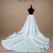 Wedding Detachable Train White Ivory Bridal Satin Bridal Gown Overskirt