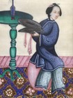 Antique Chinese Export Pith Paper Paintings – Pair of Court Ladies in Interior S — photo 9