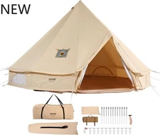 VEVOR Canvas Tent Bell, Yurt 4 Seasons for Camping with Stove Jack, 4m/13.12ft