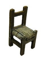 Sedia Impagliata in Legno Cm 3x3x6 Sgabello Scenografia Casa Presepe