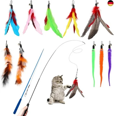 HIANJOO Katzenspielzeug Katze Toys 12 Stück, Interaktives Katzenspielzeug Feder mit 2