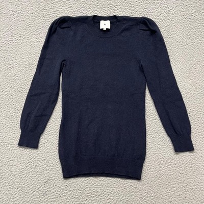G GWYN Cashmere Sweater Women M Navy Blue Long Sleeve Goop Knitwear Minimalist