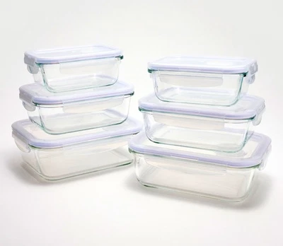 LOCK & LOCK LocknLock Glass Food Containers w/ Vented Lids 6 Piece K97527 CLEAR NEW