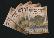 Australia: 1995 $1 Waltzing Matilda   S  Mint Mark, Cat $150!! Bundle of 5!!!