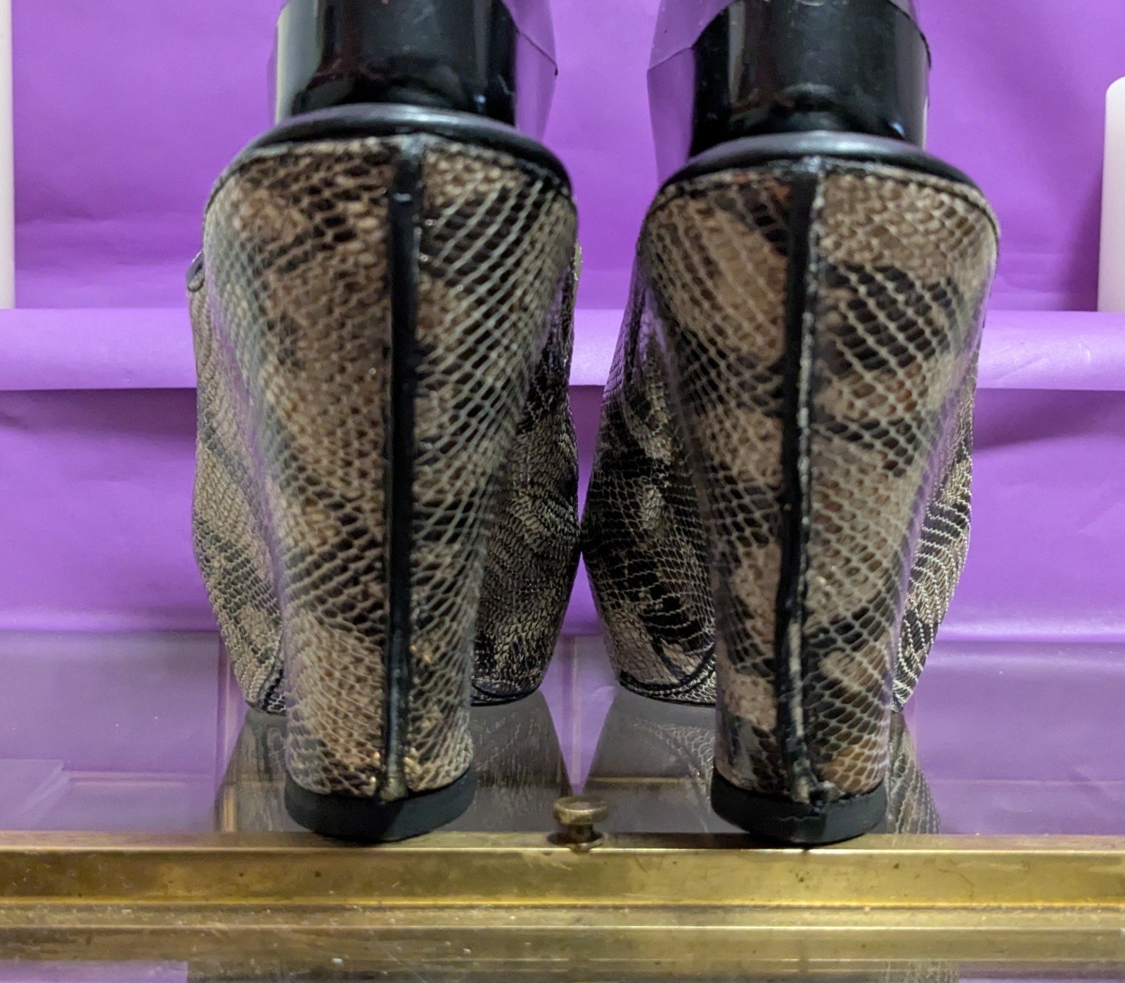 Ariat Brown Leather Womens Python Print Mule Plat… - image 5