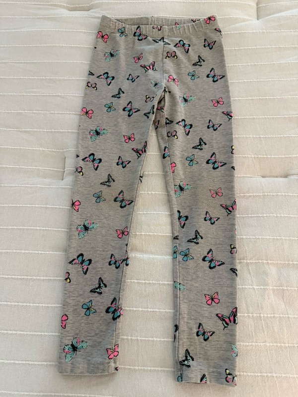 New Girls Size 8 SO Gray/Multicolor Butterfly Print Elastic Waist Leggings