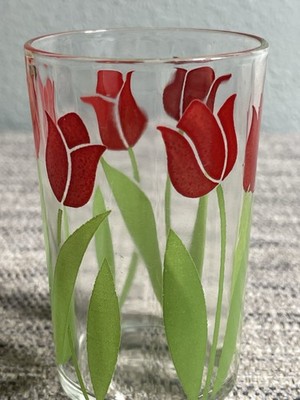 Vintage - Swanky Swig Red Tulip - 4oz - Hazel Atlas-Kraft Glass 3.5 