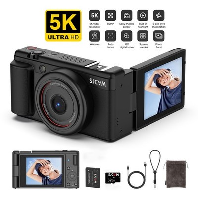 SJCAM ZV200 Digital Camera 5K 16X 80MP Autofocus Travel Camera For YouTube Vlog