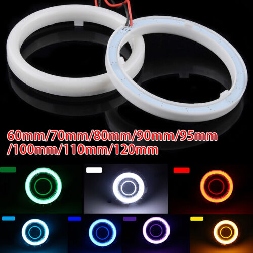 60mm/70mm/80mm/90mm/100mm/110mm Car COB LED Angel Eyes Halo Ring Fog Light Lamps - Picture 1 of 15