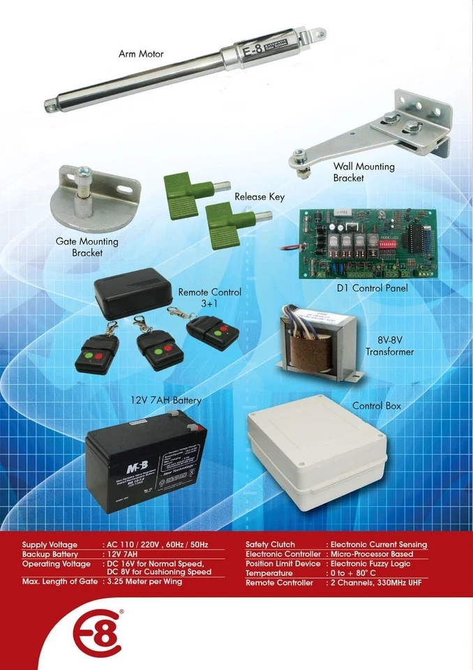 E8 400MM Stainless Automatic SINGLE Swing Gate Opener - Image 2 of 2