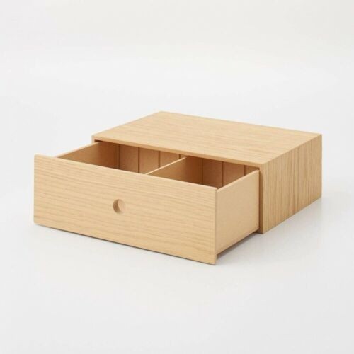 MUJI 82603316 Ash Wood Oak 1Drawer Organize Storage Box W25.2xD17xH8.4cm Japan - Picture 16 of 24