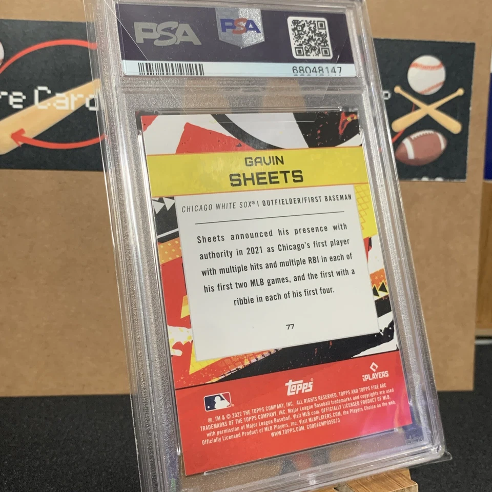 Gavin Sheets 2022 Topps Fire Flame Parallel #77 RC PSA 9 POP 1! - Image 2 of 3