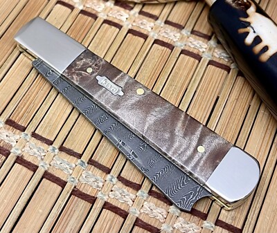 Case XX USA 2024 Natural Maple Burl 15092 Ladder Damascus Razor