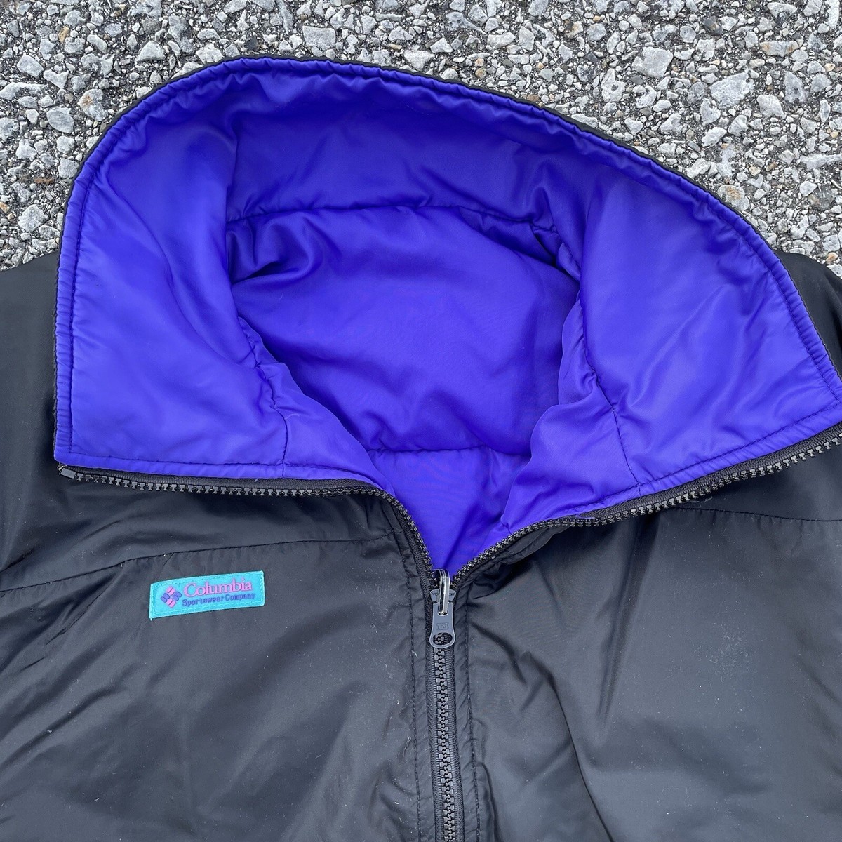 Vintage Columbia Reversible Jacket Womens Large Black Purple Vintage Columbia Reversible Jacket Womens Large Black Purple