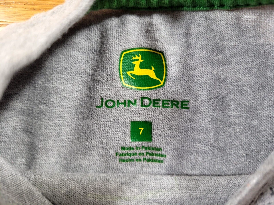 John Deere T-Shirt Youth Size (7) Gray Green Kids Farm Tractor Casual Athletic - Image 3 of 4