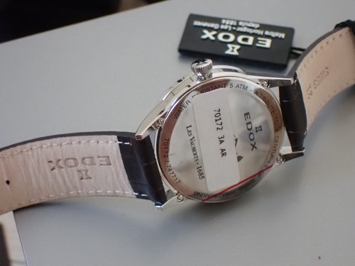 NEW Genuine EDOX Les Vauberts Date 70172 3A AR stainless steel 40mm white brown - Picture 21 of 24