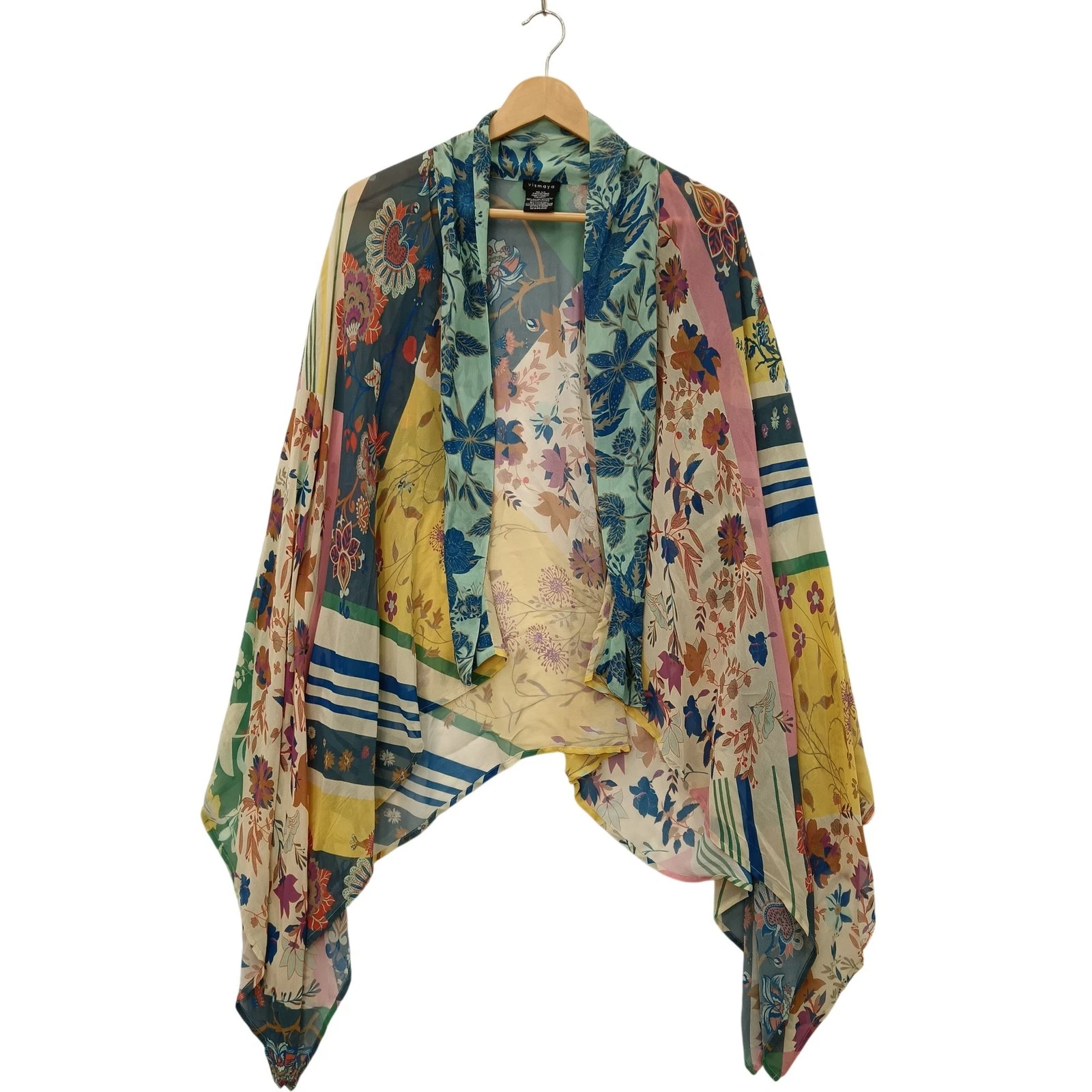 Anthropolgie Vismaya Floral Kimono One Size Women's Multicoloured Sheer Preloved