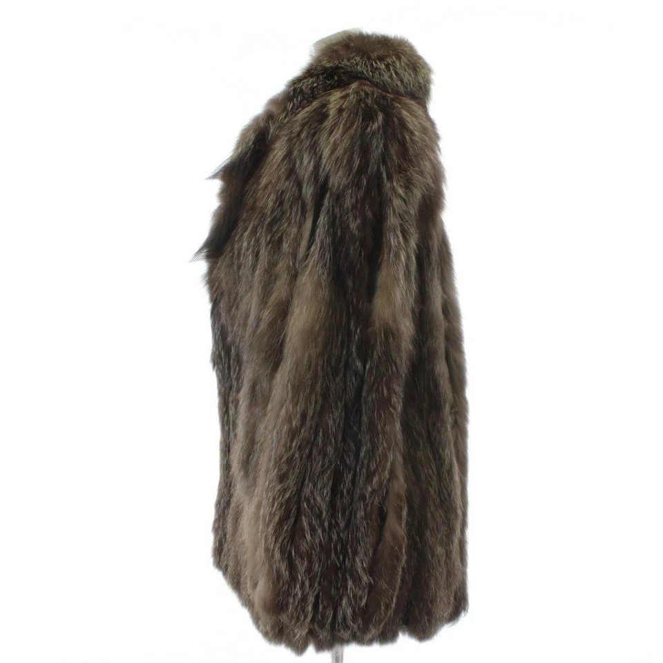 Vintage Silver Fox Fur Coat Mid Length Real Fox Dark Brown Hook Closure Japan - Image 2 of 4