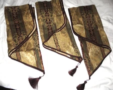 CROSCILL TOWNHOUSE GREEN GOLD BURGUNDY FLEUR STRIPE (3) ASCOT VALANCE 40 X 23