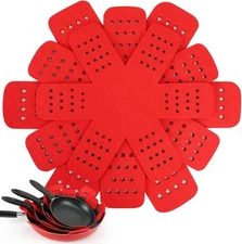 BYKITCHEN Pan Protectors for Stacking, Pot and 6pcs-12/14/16 inch, Red 