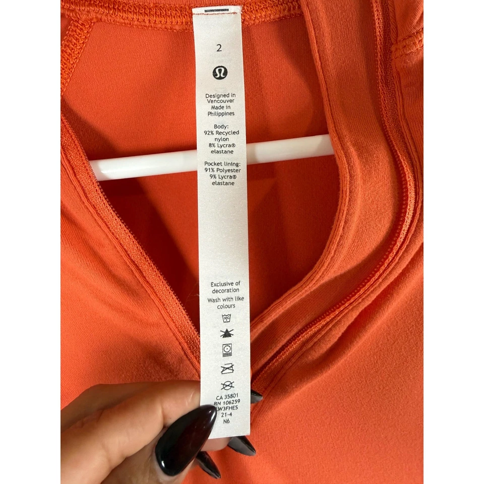 Lululemon its Rulu Run Zip Long Sleeve Thumbhole Athletic Top Women's Size 2 - Image 4 of 4