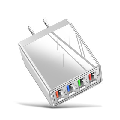 USB Wall Charger 4 Port 3.1A Fast USB Charging Plug Adapter With LED Light F Fit