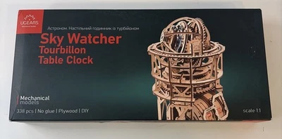 UGEARS Wooden 3D Mechanical Model Astronomer Table Clock With Tourbillon New - Image 1 of 4