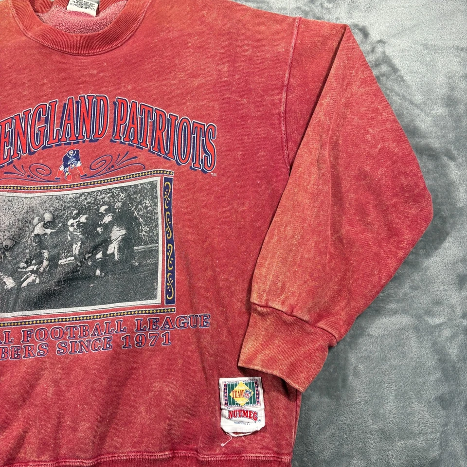 Vintage 1971 New England Patriots Sweatshirt Mens Large Red Football NFL Graphic - Image 3 of 4
