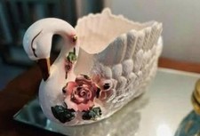 Vintage Capodimonte Swan with Roses Pearlesce...