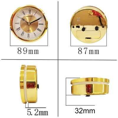 Easy Read Skeleton Clock Mechanism 89mm Mounting Depth Gold/Silver Accent