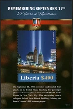 LIBERIA 2016 Foglio Francobolli 15° Anniversario 9/11 MNH #31094