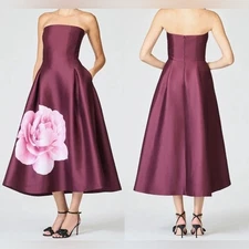 Sachin & Babi Shay Strapless Floral-Print Mikado Midi Dress sz 4