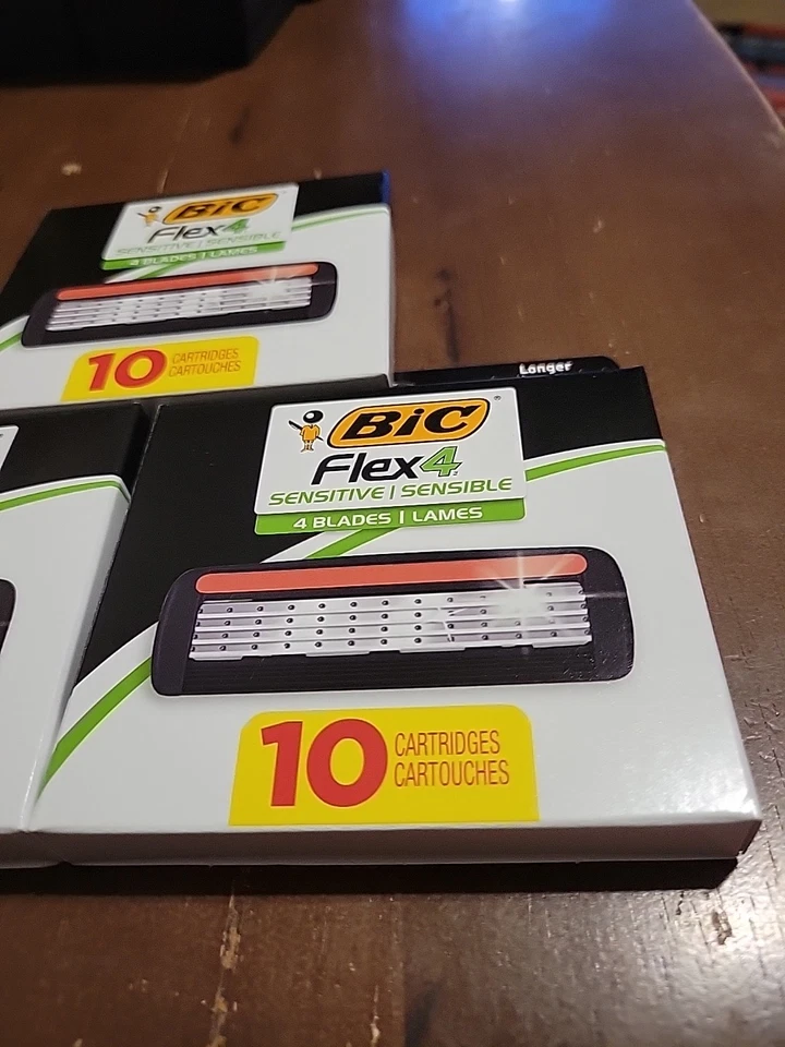 Flex 4 cartuchos de afeitar recargables 4 cabezales de hoja piel sensible (lote de 3) 30 CT Foto 3 de 4