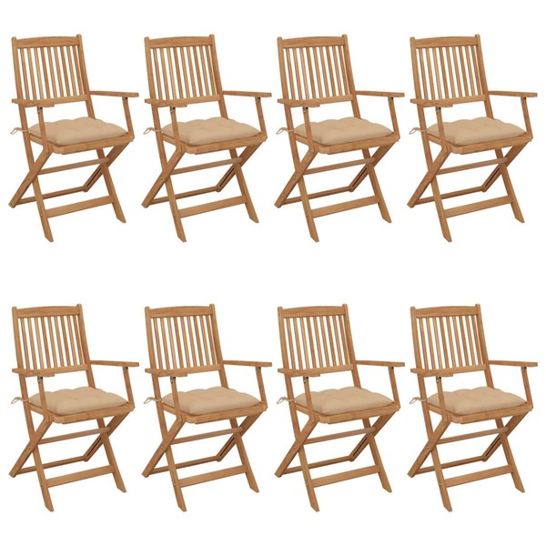 Klappbare GartenstüHle 8 StüCk Massivholz Akazie Mit Kissen Terrasse-image