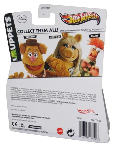 Disney The Muppets Hot Wheels (2012) Fozzie Bear Die-Cast Orange Toy Car - 第 2/3 張圖片