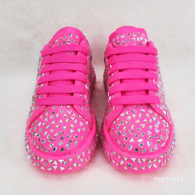Geo Dazzle Cush Iridescent Stone Hot Pink Platform Sneakers Tennis