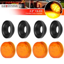 4x 2.5 inch Round 13 led Side Marker Clearance Truck trailer Light Amber
